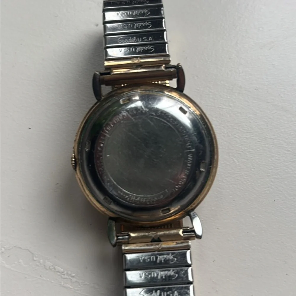 Vintage mens Hamilton Gold-Tone Watch with Black Dial - Picture 3 of 4